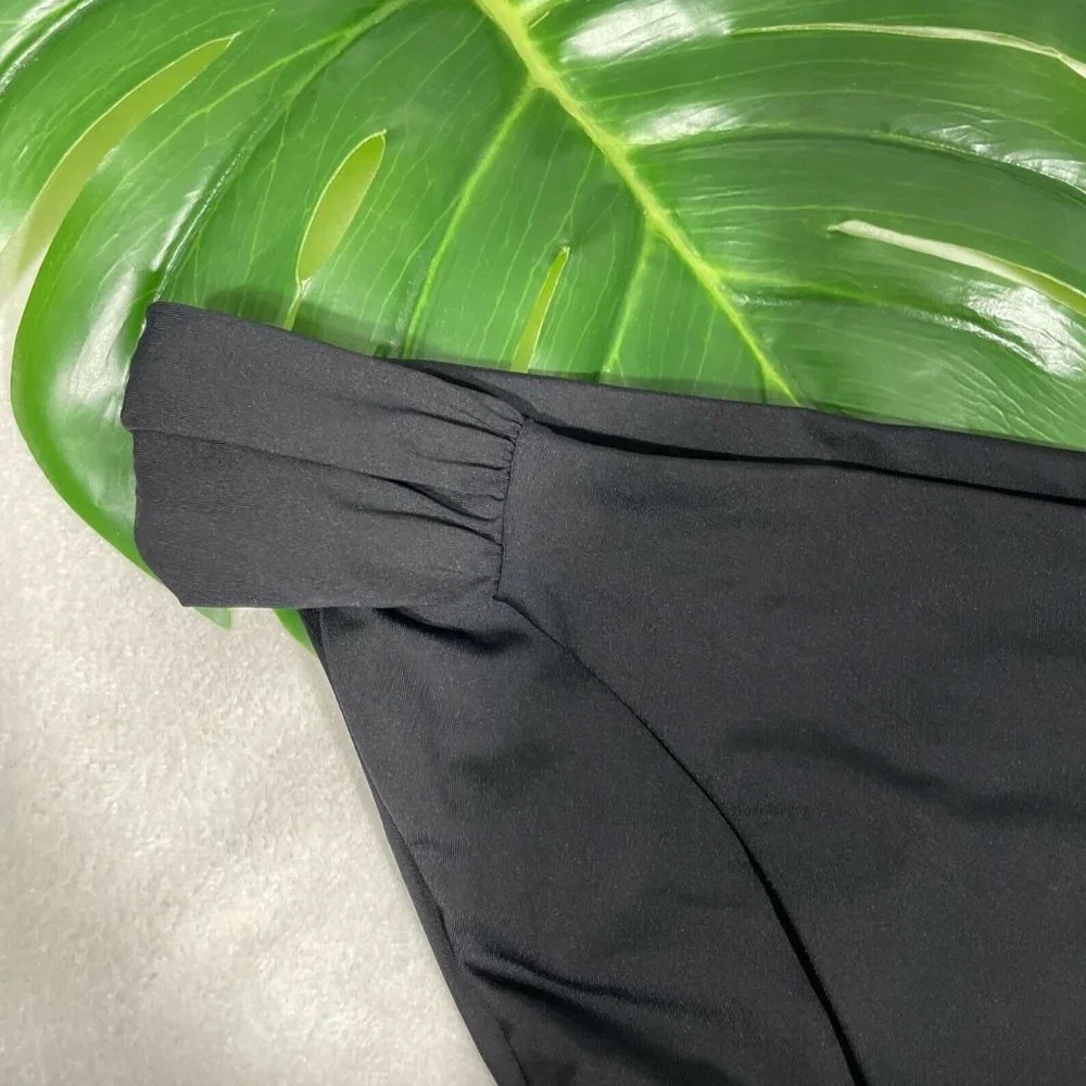 NEW $44 Becca Color Code Shirred‎ Black Bikini Bottoms [ SZ XL ] #3988
